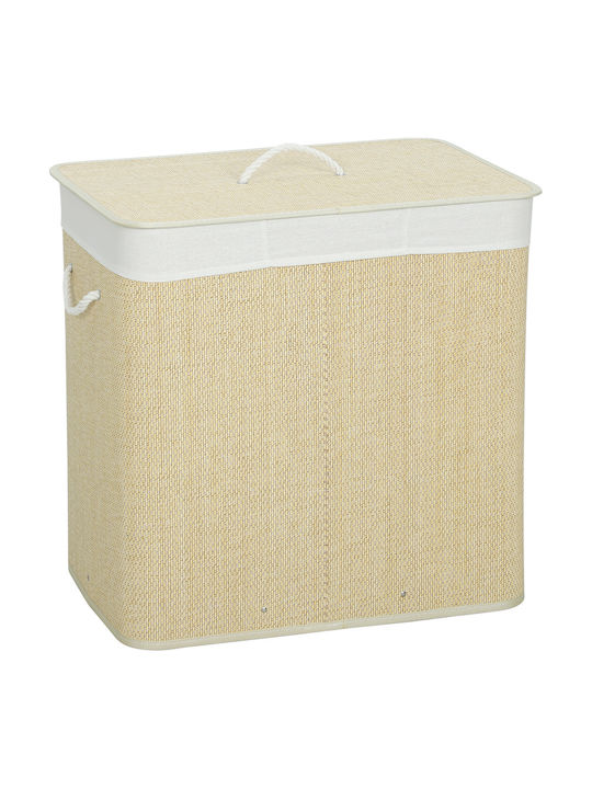 HomCom Καλάθι Απλύτων Bamboo 144lt με Καπάκι 60x40x60cm Μπεζ