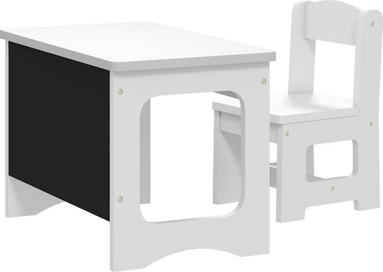 Kids Table Set with Chairs for Painting White Aiyaplay