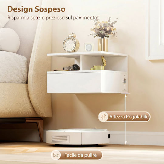 Wooden Bedside Tables with Metal Legs White 2 Pieces 40x35x30cm