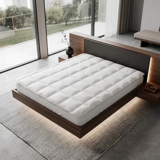 King Size Schutzauflage mit Elastische Bänder Weiß 180x200cm