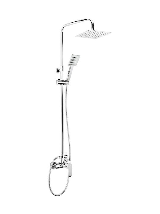Deante Shower Column with Bathtub Mixer Silver