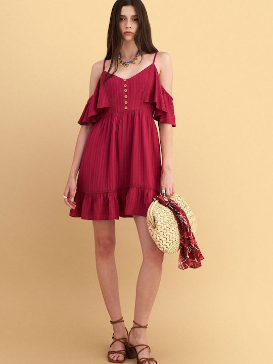 attrattivo Sommer Mini Damenkleid mit Rüschen Rosa
