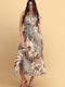 Sommer Midi Damenkleid Mehrfarbig