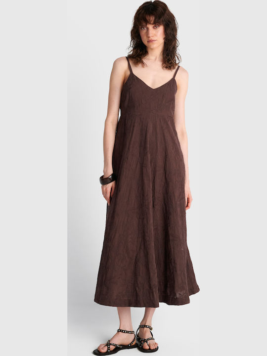 Sommer Maxi Damenkleid Braun