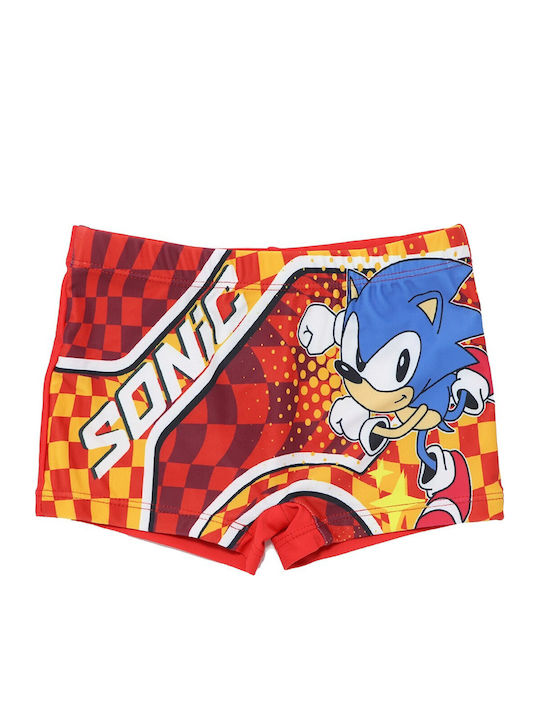 Sega Sonic Детски Бански Плувни Шорти Червено/ж...
