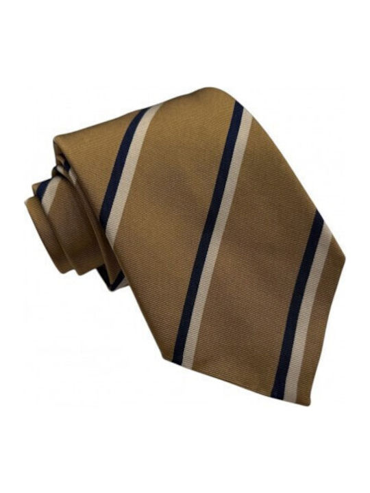Silk Brown Beige Blue Striped Tie 8cm