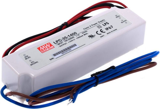 LED Power Supply 35W 9-24V 1400mA IP67 LPC-35-1400 Mean Well