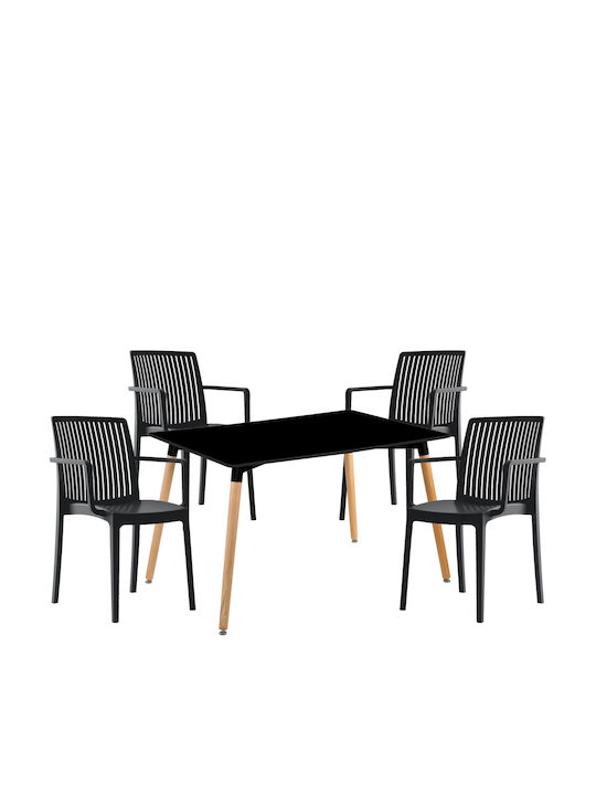 Dining Room Set Owlet with 4 Chairs 120x80cm