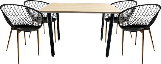Set de sufragerie Nordex cu 4 scaune 110x70cm