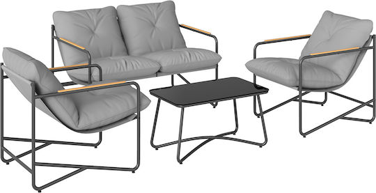 Living Room Set 4 Pieces Light Gray with Pillows Living Room Set 4 Pieces Light Gray with Pillows