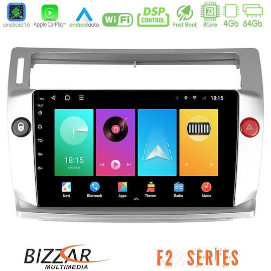 Bizzar Auto-Audiosystem für Citroen C4 2004-2010 Bluetooth USB Eingebautes Wi-Fi GPS Apple CarPlay Android Auto mit 9 Zoll Touchscreen