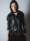Damen Biker Jacke Schwarz