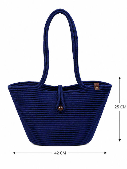 Wicker Beach Bag Blue