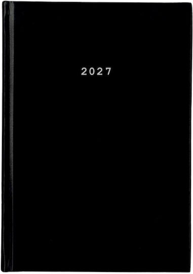 Next Основен Дневен Дневник A4 2027 Черен Кожен 21x29см с Персонализация