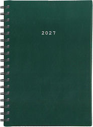 Next Basic Tagesordnung A4 2027 Grüne Leder Spirale (mit Personalisierung)