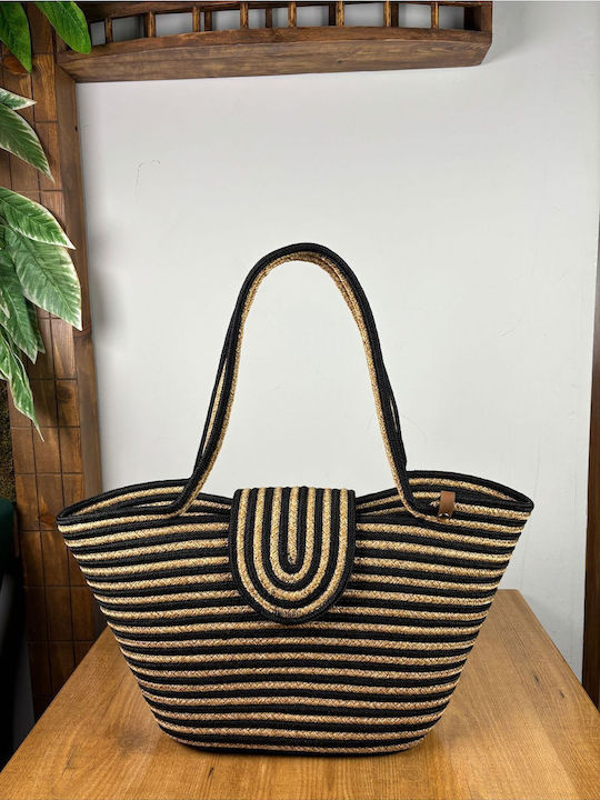 Enpapa Korbweide Strandtasche Schwarz