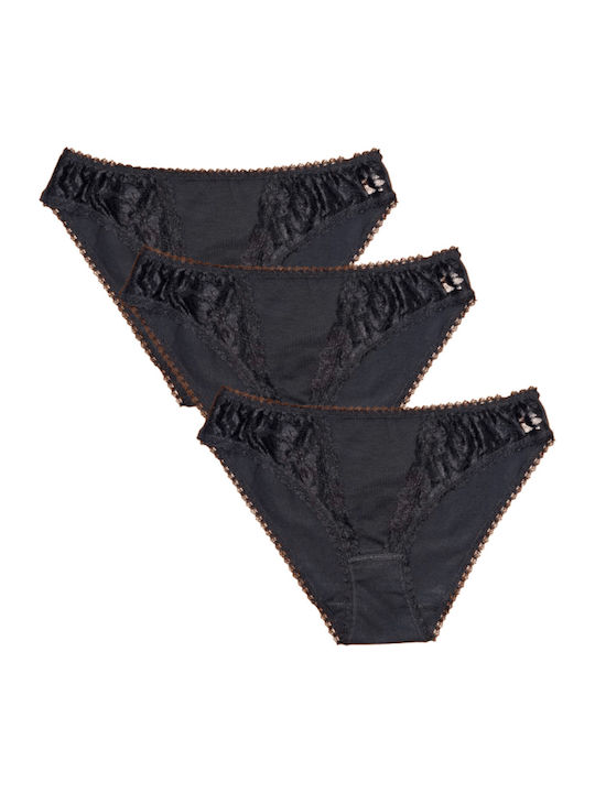 Women's Slip 3Pack with Lace Black