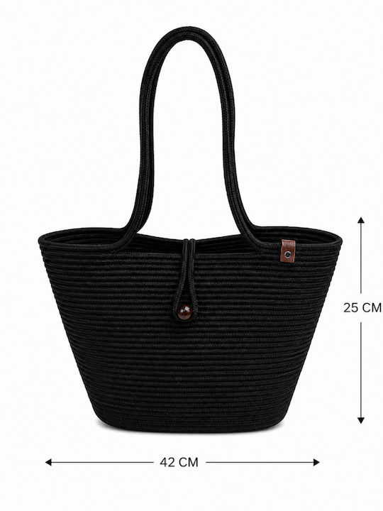 Enpapa Korbweide Strandtasche Schwarz