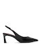 Leder Pumps mit Mittelhohem Absatz Schwarz
