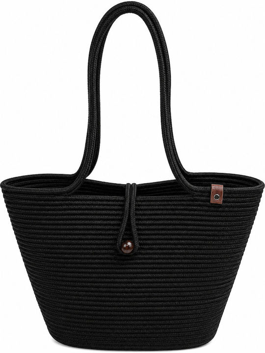 Wicker Black Beach Bag