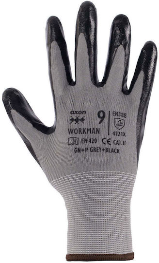 Axon Safety Gloves Grey Nitrile/Polyester