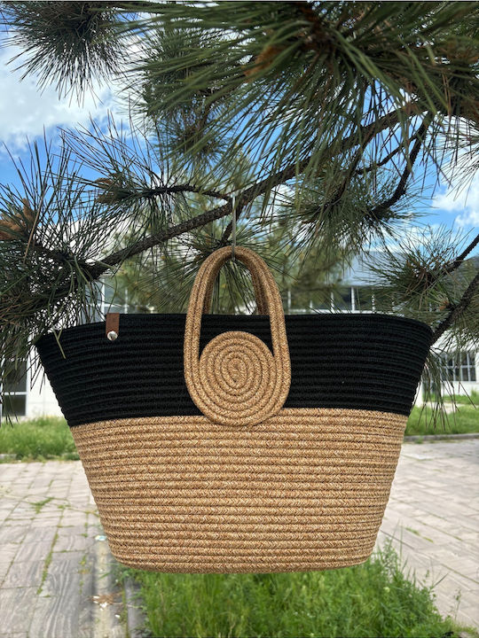 Wicker Black Beach Bag
