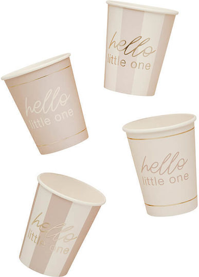 Paper Glasses "Hello Little One" Beige Cream 8 Pieces