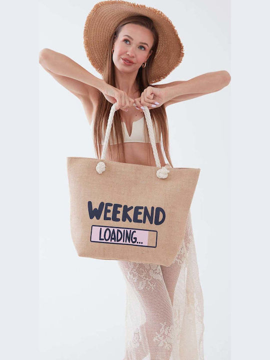 Stoff Strandtasche Braun
