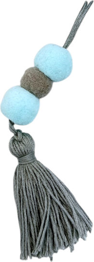 Christening Wedding Favor Tassel Light Blue & Grey Pom Pom Hanging 15cm Φ3ς Riniotis Rin-f3s