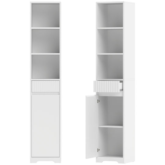 HomCom Badezimmer-Säulenschrank Boden Weiß