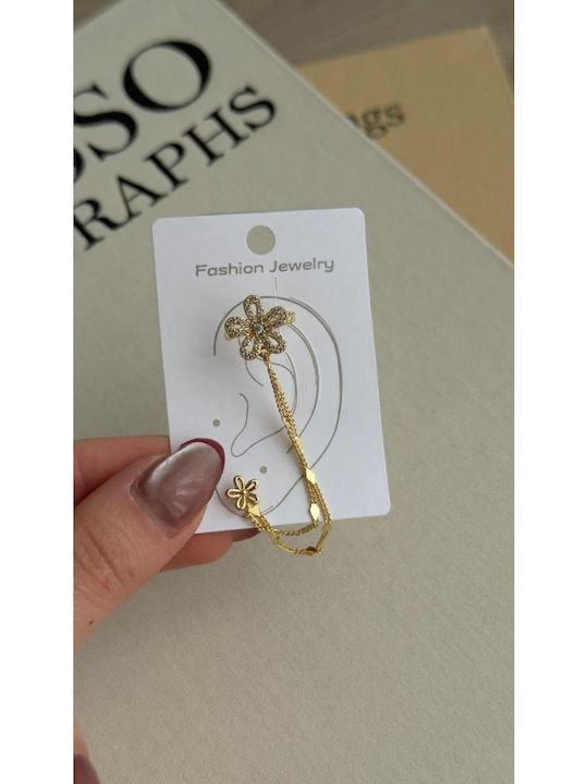 Cuff Earrings Made of Gold Plated Steel with Be...