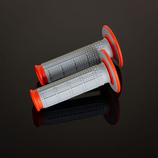 Renthal Mx Dual Compound Tapered Half Waffle Griffe Zwei-Komponenten Farbe Grau Orange