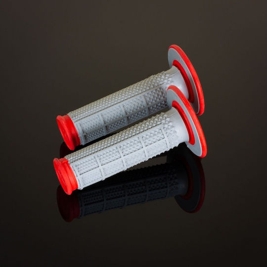 Renthal Mx Mânere Taperate Jumătate Waffle Compus Dual Două Componente Culoare Gri Roșu