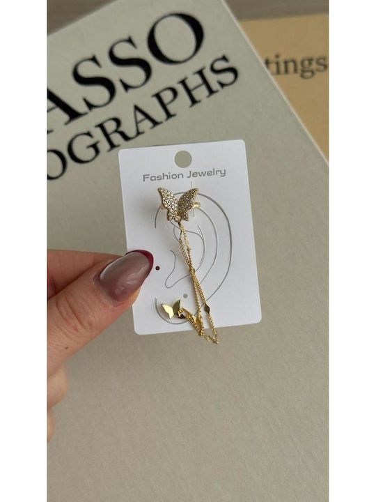 Earrings Cuff Made of Gold Plated Steel with St...