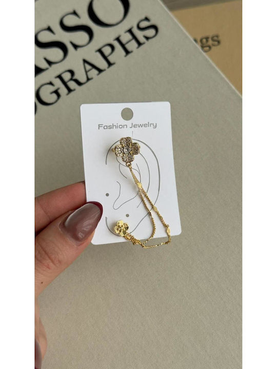 Cuff Earrings Made of Gold Plated Steel with Bl...