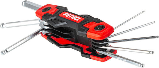 Amio Folding Allen Wrenches Imbus Cr-v 1.5-8mm Multi-Tool Heavy Duty Stable Fit On Screw & Daily Use 1 Piece 04788/am
