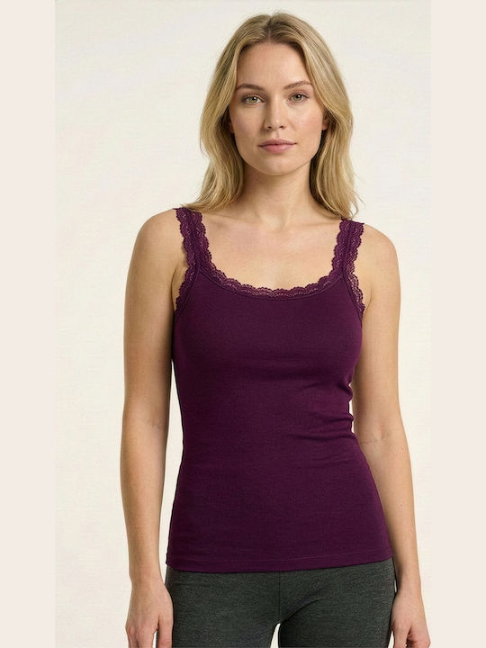 Sleeveless Cotton Purple Women's Tank Top