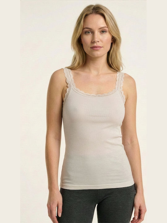 Fără mâneci Bej Tricou pentru femei