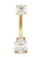 Poco Loco Belly Button Piercing Gold Plated Steel 1.6mm White