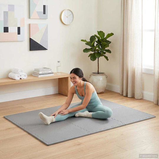 vidaXL Δάπεδα Παζλ Γυμναστηρίου Γκρι 60x60x1cm 24τμχ