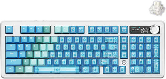 Ajazz AK980 V2 Pro Ασύρματο Gaming Μηχανικό Πληκτρολόγιο 98% με RGB φωτισμό (Αγγλικό US) Gradient Blue Transparent
