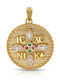 Kiriakos Gofas Pendant Kids Charm with Chain Constantine Coin in 9K Gold KN616