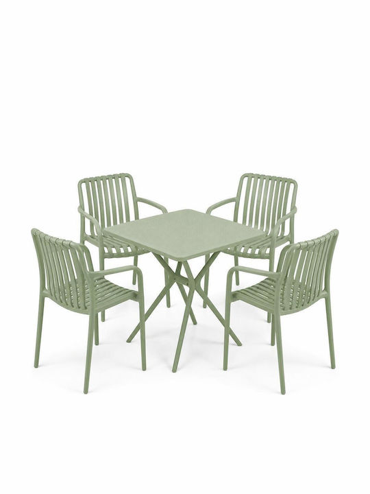 Garten- und Outdoor-Möbelsets 5 Stück Für klassische Veranda Grün