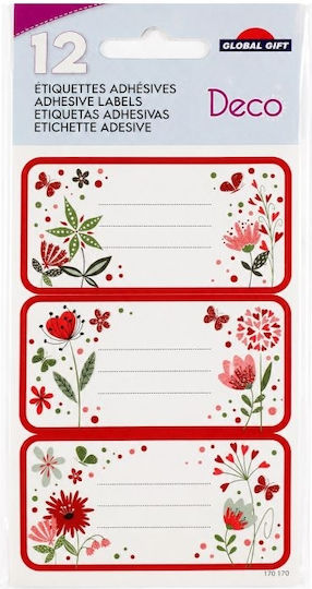 Global Gift Romantic Floral Notebook Labels 7x4cm 12 Pieces