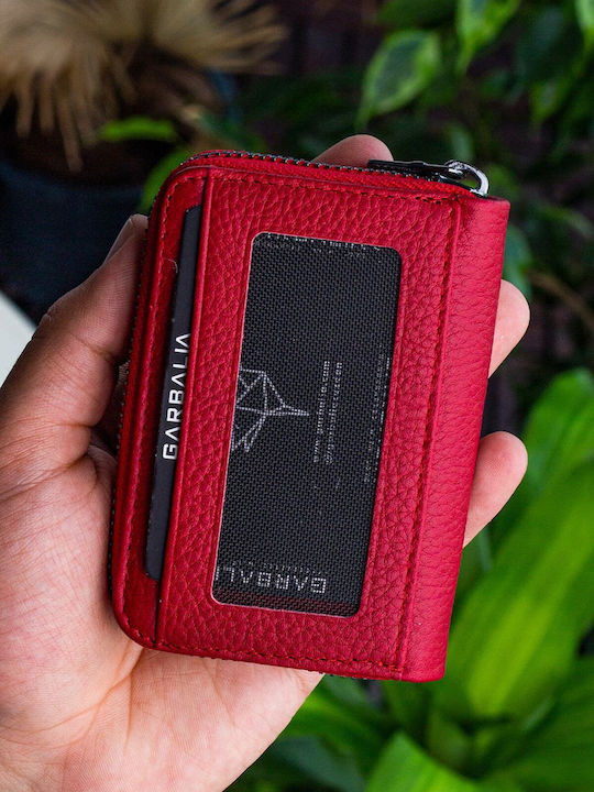 Leather Men's Card Wallet Red