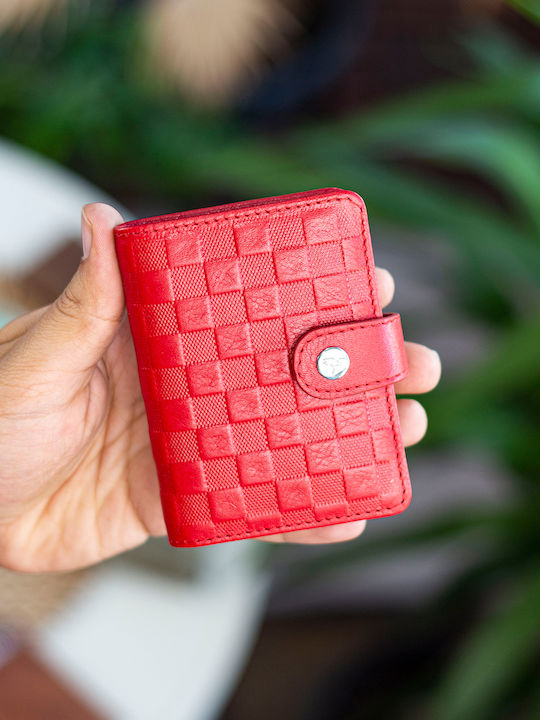 Leather Men's Card Wallet Red