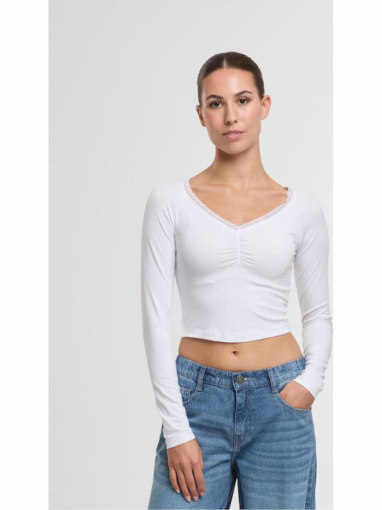 Urban Classics Women's Blouse with Lace White