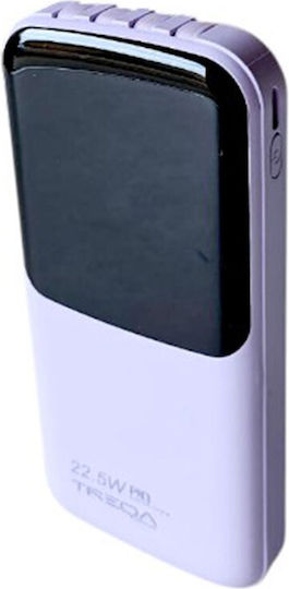 Treqa TR-971 Power Bank 10000mAh 22.5W με Θύρα USB-C Λιλά