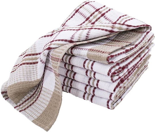Tiseco Honey Waffle Kitchen Towel Made Of 100% Cotton In Red Colour 50x70cm 4 Pieces