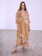 Celestino Damenkleid Maxi Leinen Loose Fit Kamel